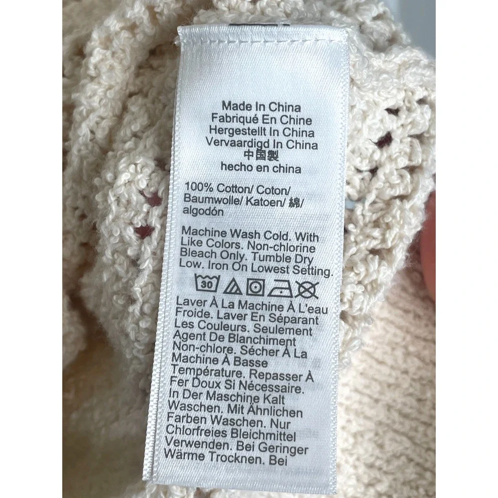 J. Crew Women's Open Knit Crochet Cotton Sweater Sz S Coastal Beach Fisherman